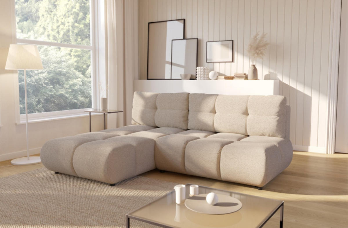 ECKSOFA Beige MILA Ausziehbar Ohne Armlehnen Links - Beige, Textil (230/177cm) - Sepro Meble