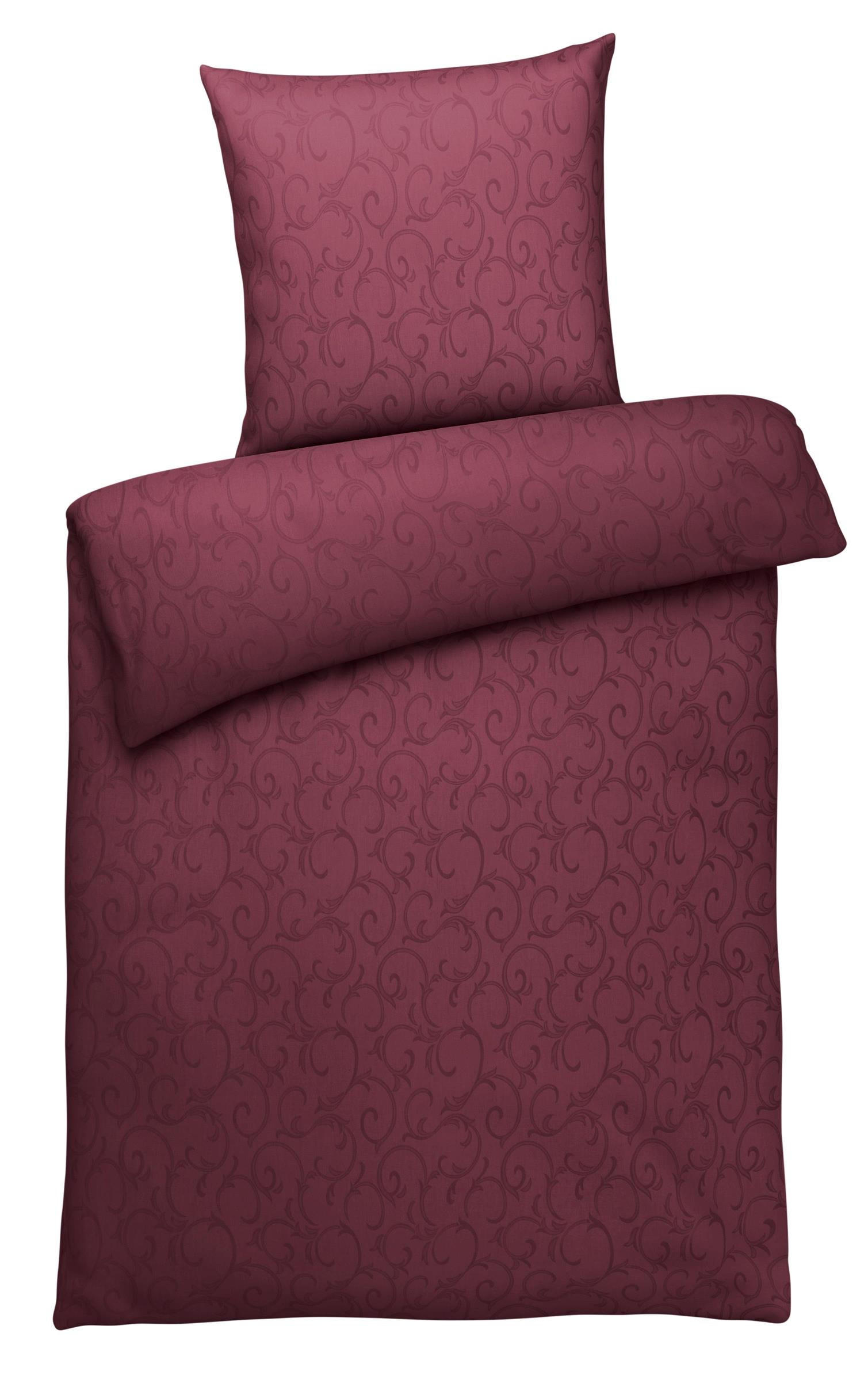 DAMAST-BETTWÄSCHE 135x200 Mako Brokat Bettbezug Ornamente Muster Bordeaux Rot - Made in Germany - Bordeaux, Textil (135/200cm) - Carpe Sonno