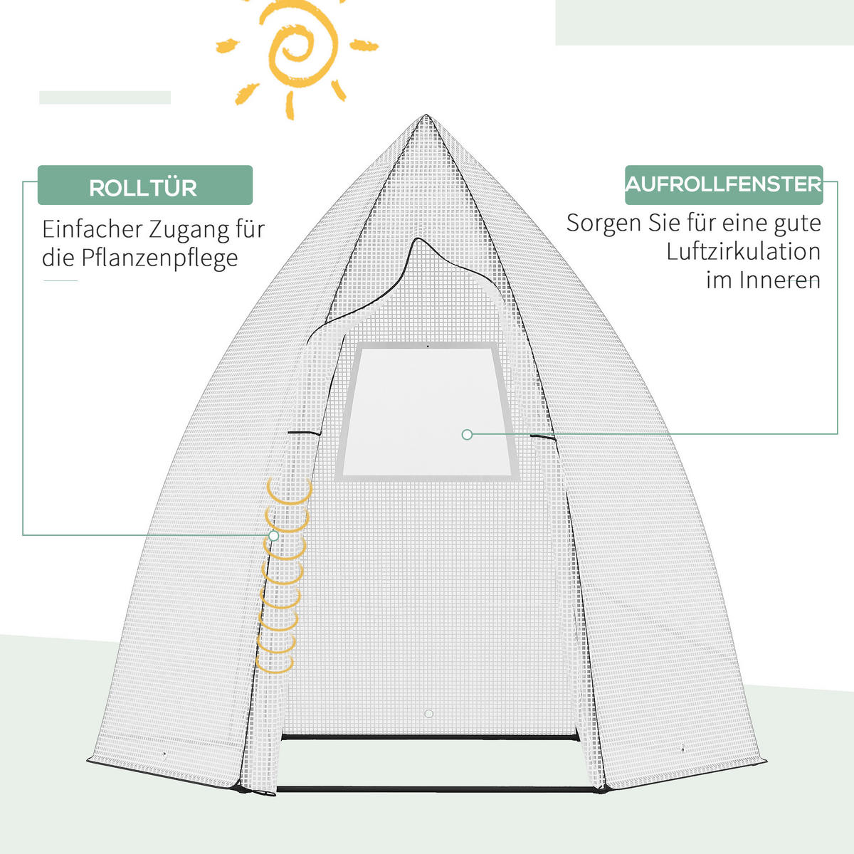 FOLIENGEWÄCHSHAUS, Weiß, Metall, PE-Kunststoff - Weiß, Kunststoff (140/180/160cm) - Outsunny