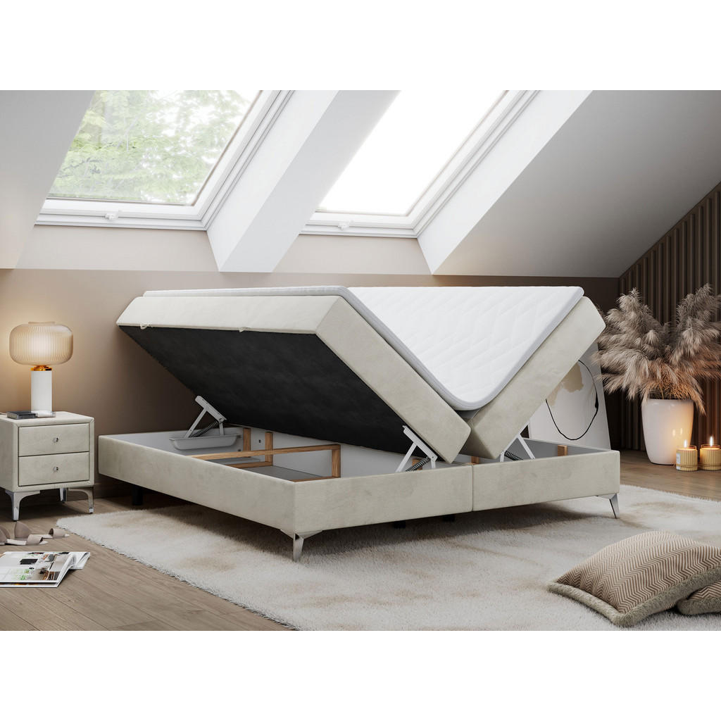 Thumbnail - MKS Boxbett, Beige, Textil, 2-Sitzer, H3, Rechteckig, 160x200 cm, Schlafzimmer, Betten, Boxspringbetten