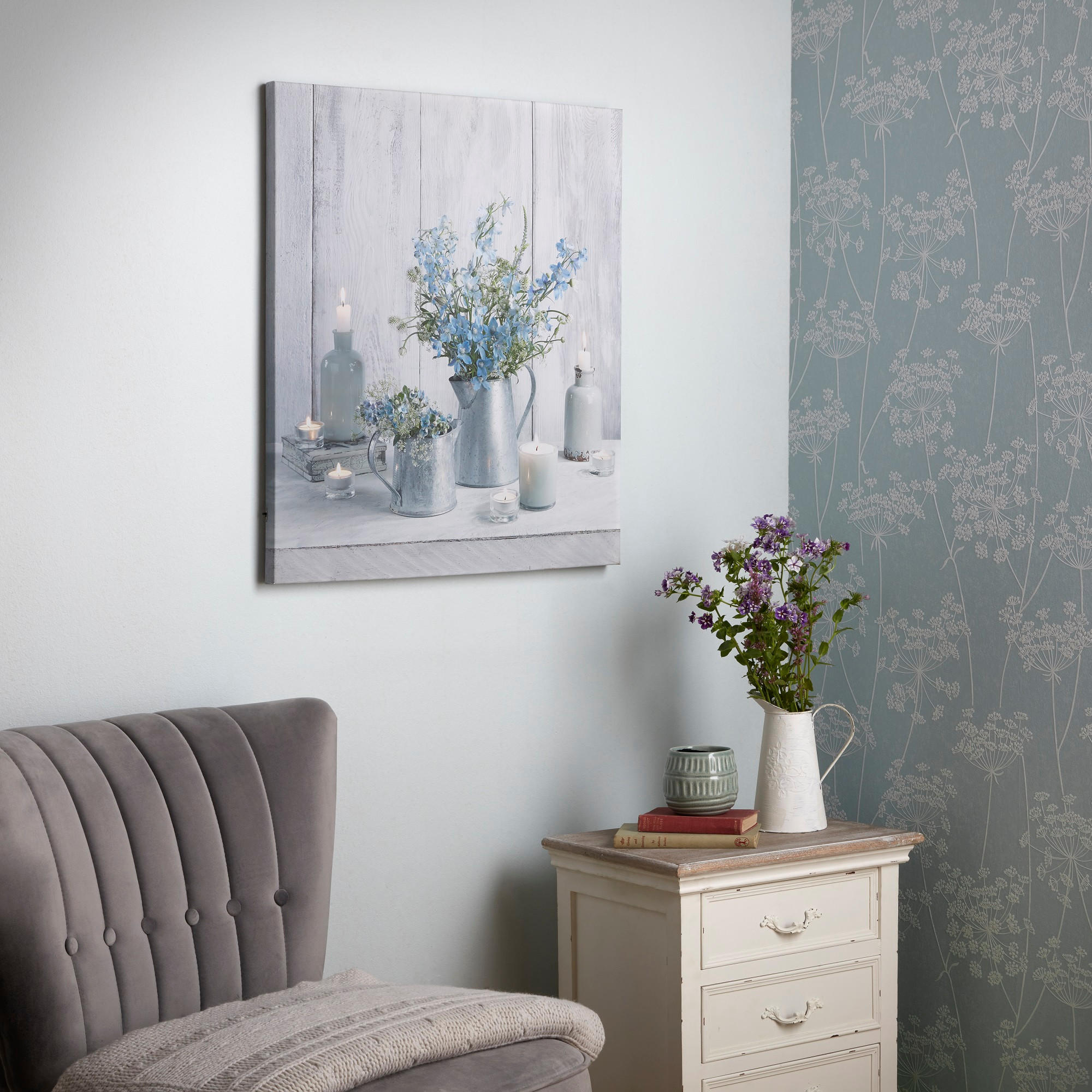 LEINWANDBILD - Blauer Rest - 70x60cm - Blau/Grau, Holzwerkstoff (60/70cm) - Art for the Home