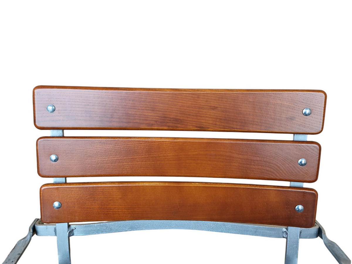 BIERGARTENSTUHL BERGWIESE Mit Armlehne 1-Sitzer 89x42x42cm Eschenholz Silber/Braun - Braun, Holz (42/89/42cm) - CHEFGASTRO