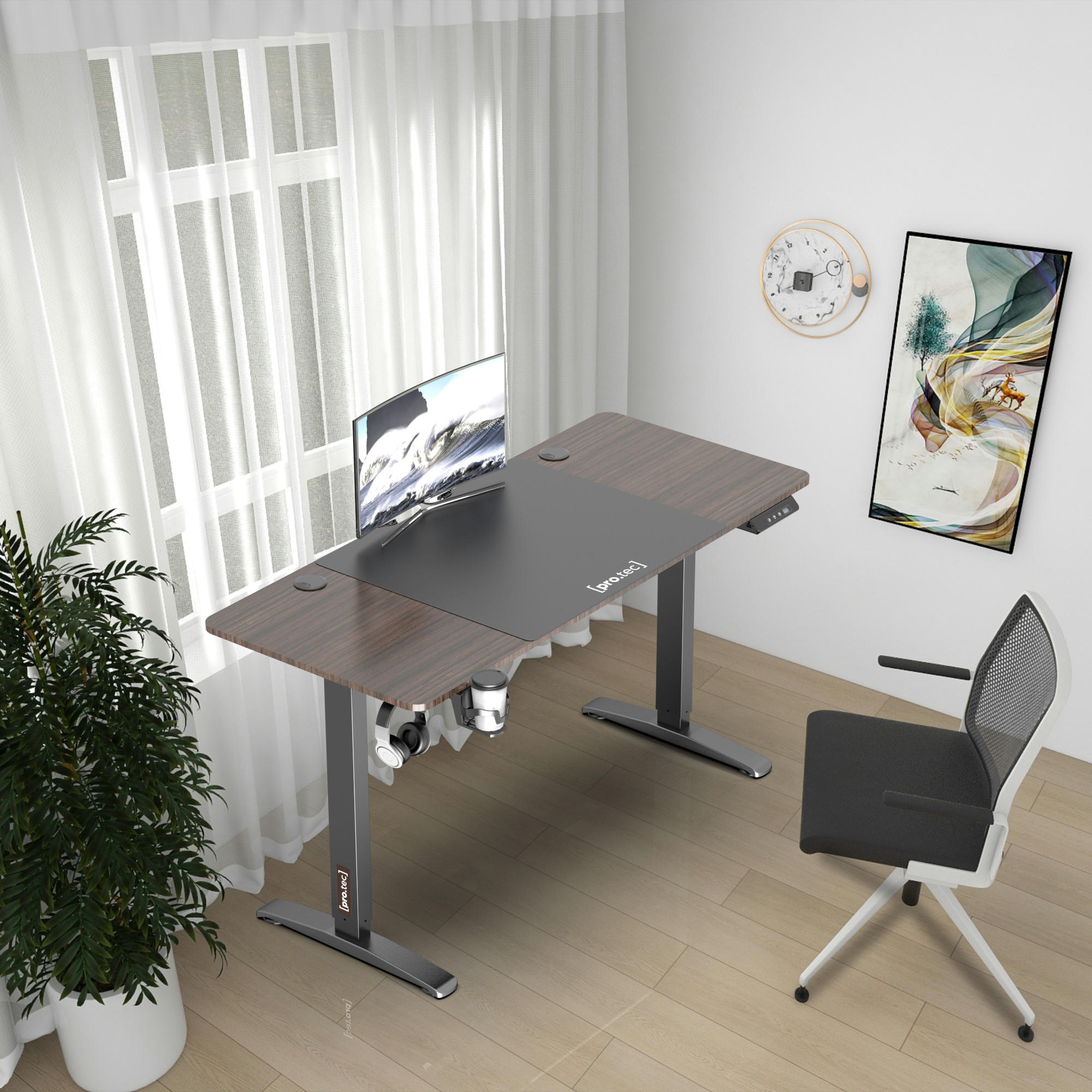 COMPUTERTISCH Salinas - Walnussfarben/Schwarz, Holzwerkstoff/Metall (60/140/119cm) - pro.tec