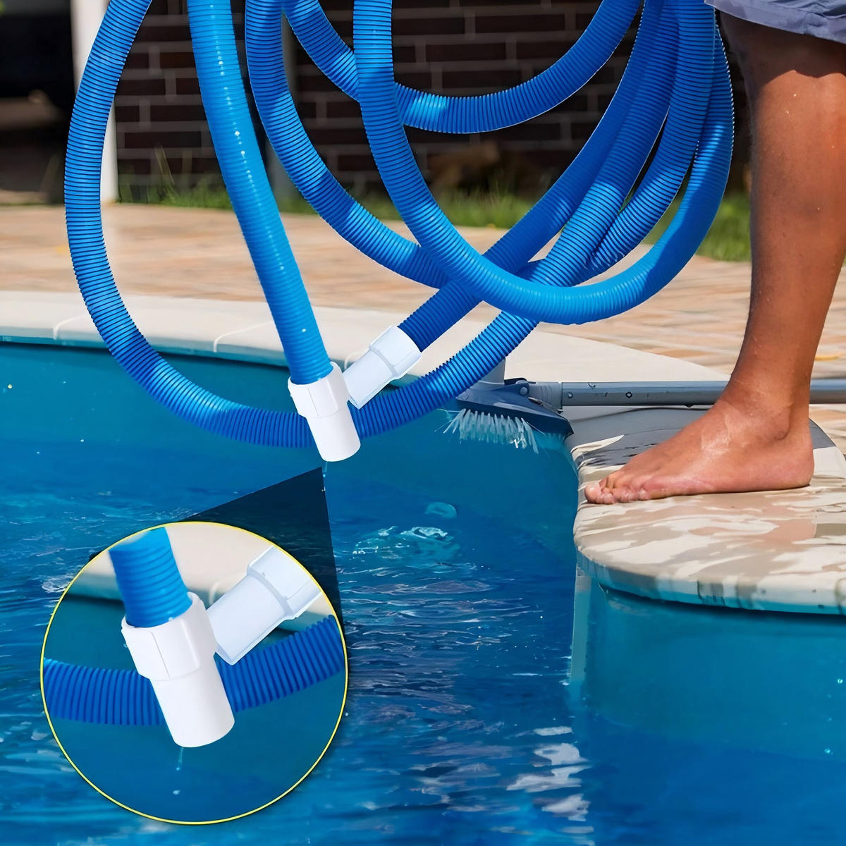 POOLSCHLAUCH - Blau, Kunststoff (3.2cm) - Relaxdays