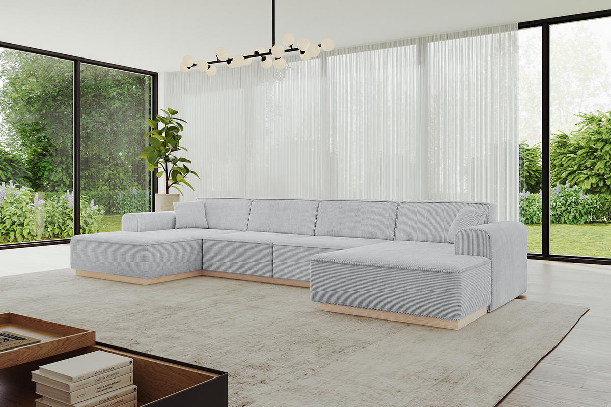 WOHNLANDSCHAFT IREA-U2 - 388x171x83 cm Grau - Hellgrau/Grau, Holzwerkstoff/Textil (388/83/171cm) - ALTDECOR