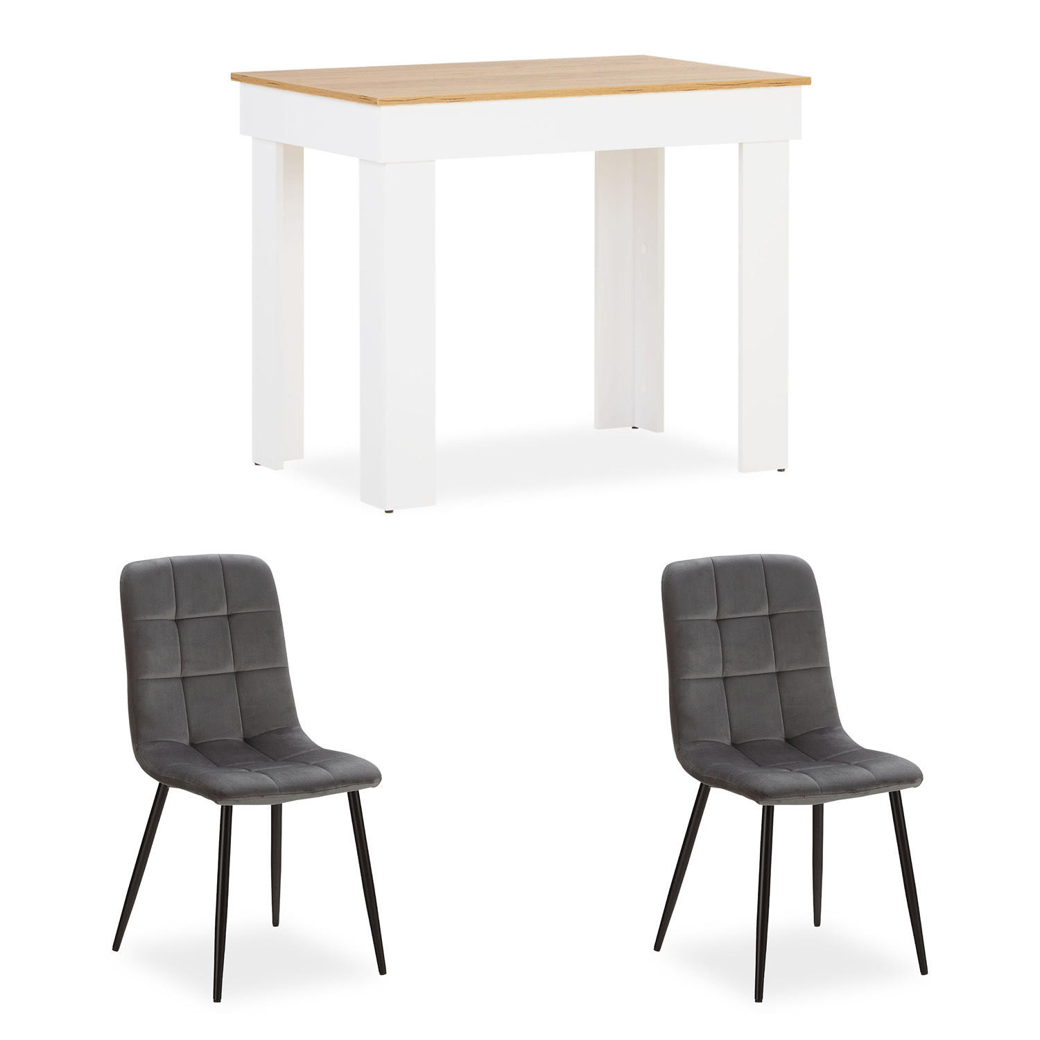 TISCHGRUPPE 90/60 cm Weiß Grau - Weiß/Grau, Holz/Textil (60/88/90cm) - Homestyle4u