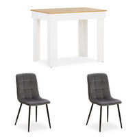 TISCHGRUPPE 90/60 cm Weiß Grau - Weiß/Grau, Holz/Textil (60/88/90cm) - Homestyle4u