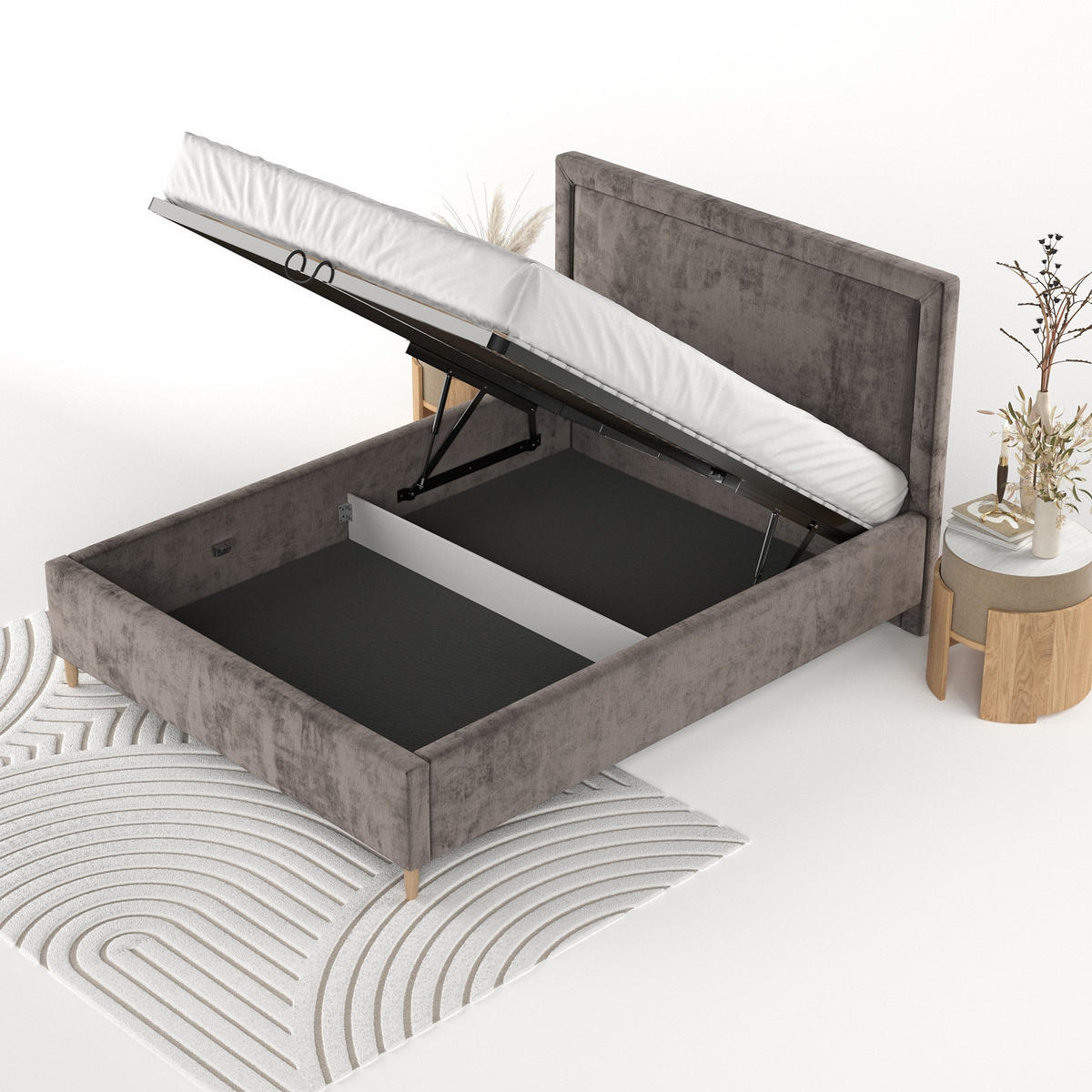 POLSTERBETT Vega 160/200 cm Braun im Lotta Stoff - Naturfarben/Braun, Holz/Holzwerkstoff (160/200cm) - AltaBeds