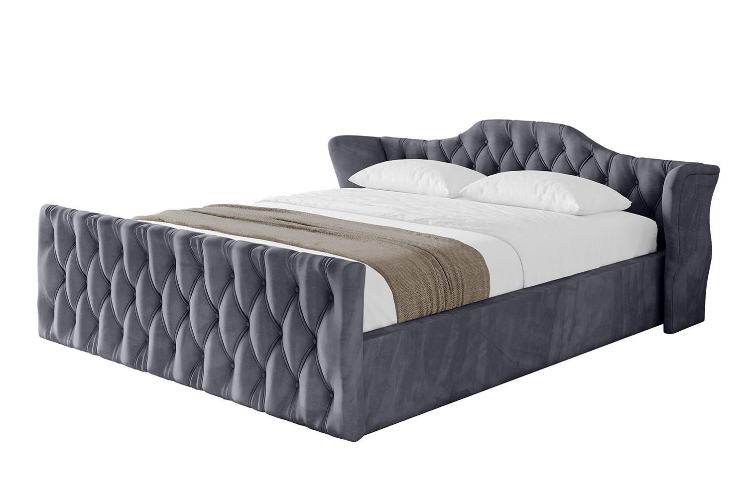 POLSTERBETT mit Bettkasten, Fußteil und Lattenrost, Boxbett ohne Matratze - ZORAN-Z-V1 180x200 Dunkelgrau - Dunkelgrau, Holzwerkstoff/Textil (180/200cm) - ALTDECOR
