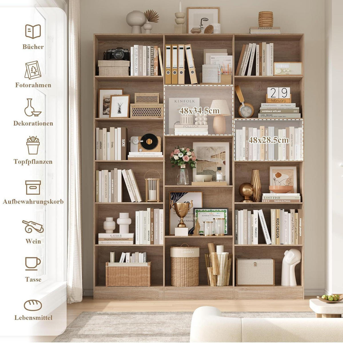 BÜCHERREGAL 188 cm Eiche - Braun, Holzwerkstoff (149/188/23.5cm)