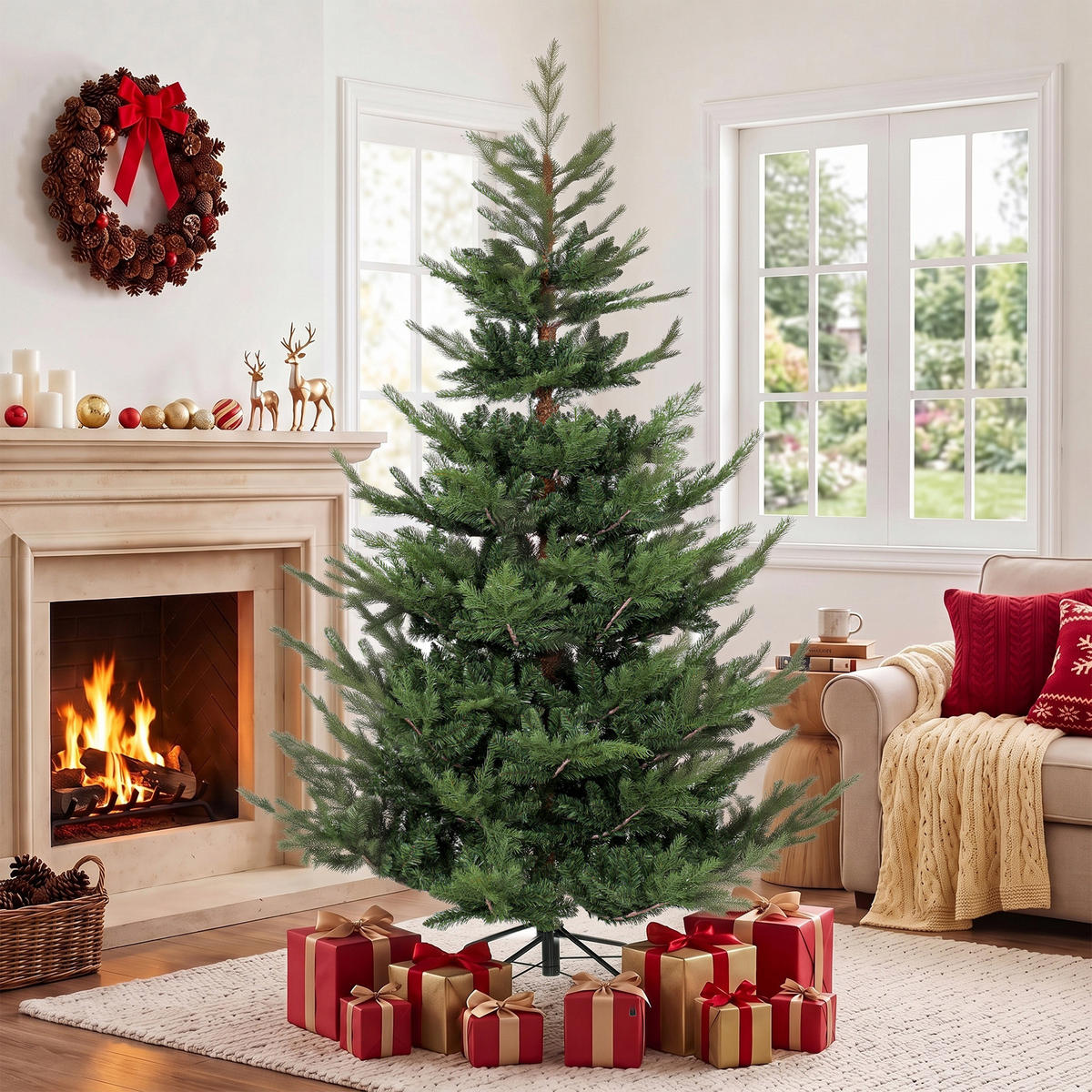 WEIHNACHTSBAUM PVC Grün - Smaragdgrün, Kunststoff (210cm) - HOMCOM