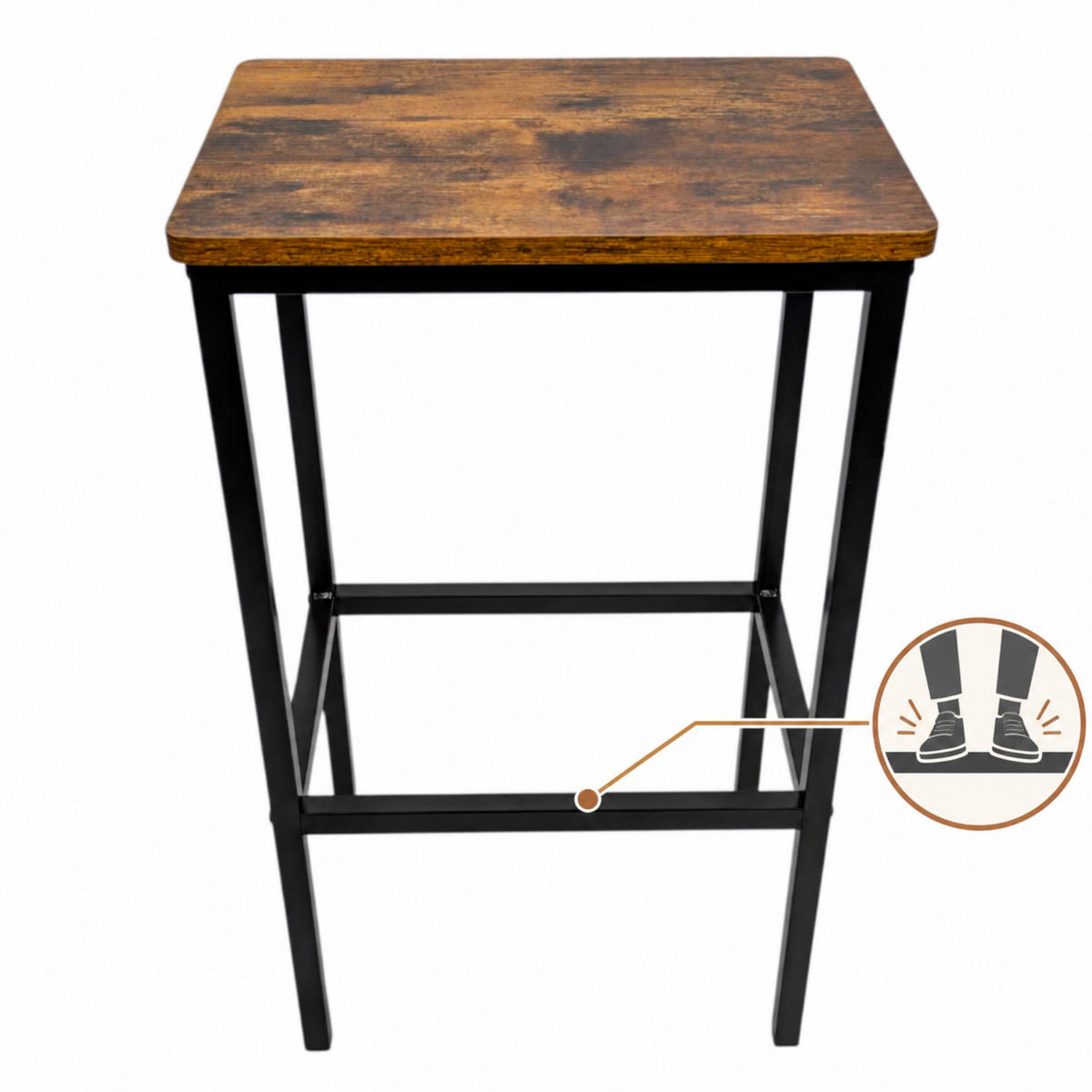 BARTISCH mit 2 Barhockern 3-teiliges Set Industrial Rustikal Braun Schwarz 108x50x90 cm - Dunkelbraun/Schwarz, Holzwerkstoff/Metall (108/90/50cm) - Begryf