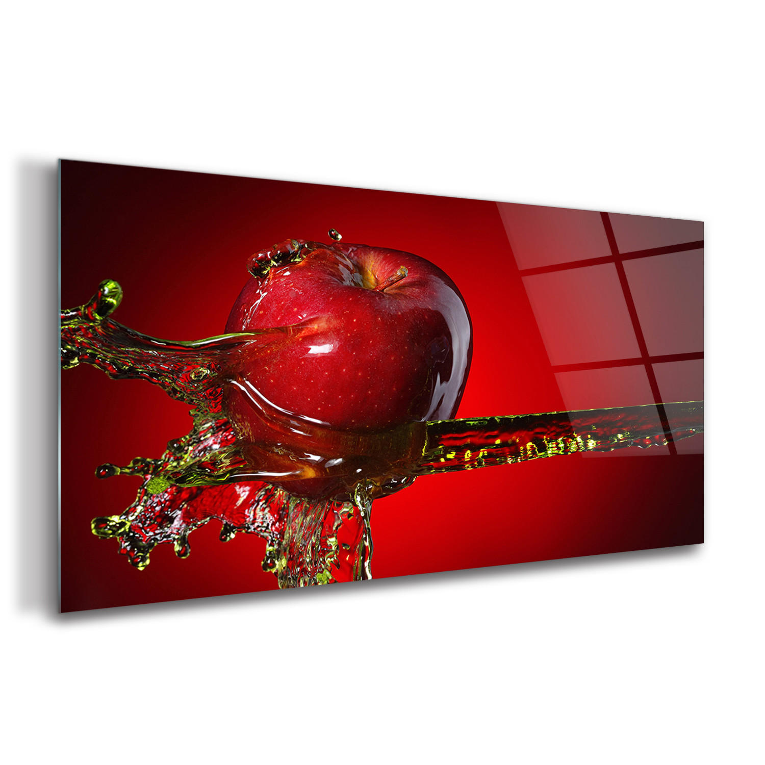 GLASBILD 120x60 cm Roter Apfel - Kirschrot, Glas (120/60cm) - TULUP