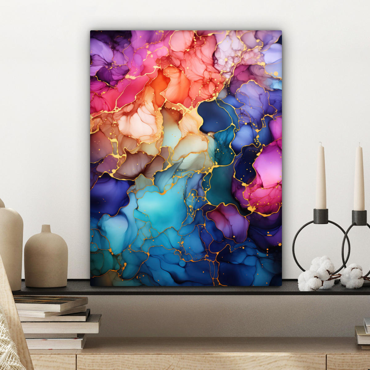 LEINWANDBILD Marmor - Bunt - Abstrakt 30x40 cm - Multicolor, Textil (30/40cm) - MuchoWow