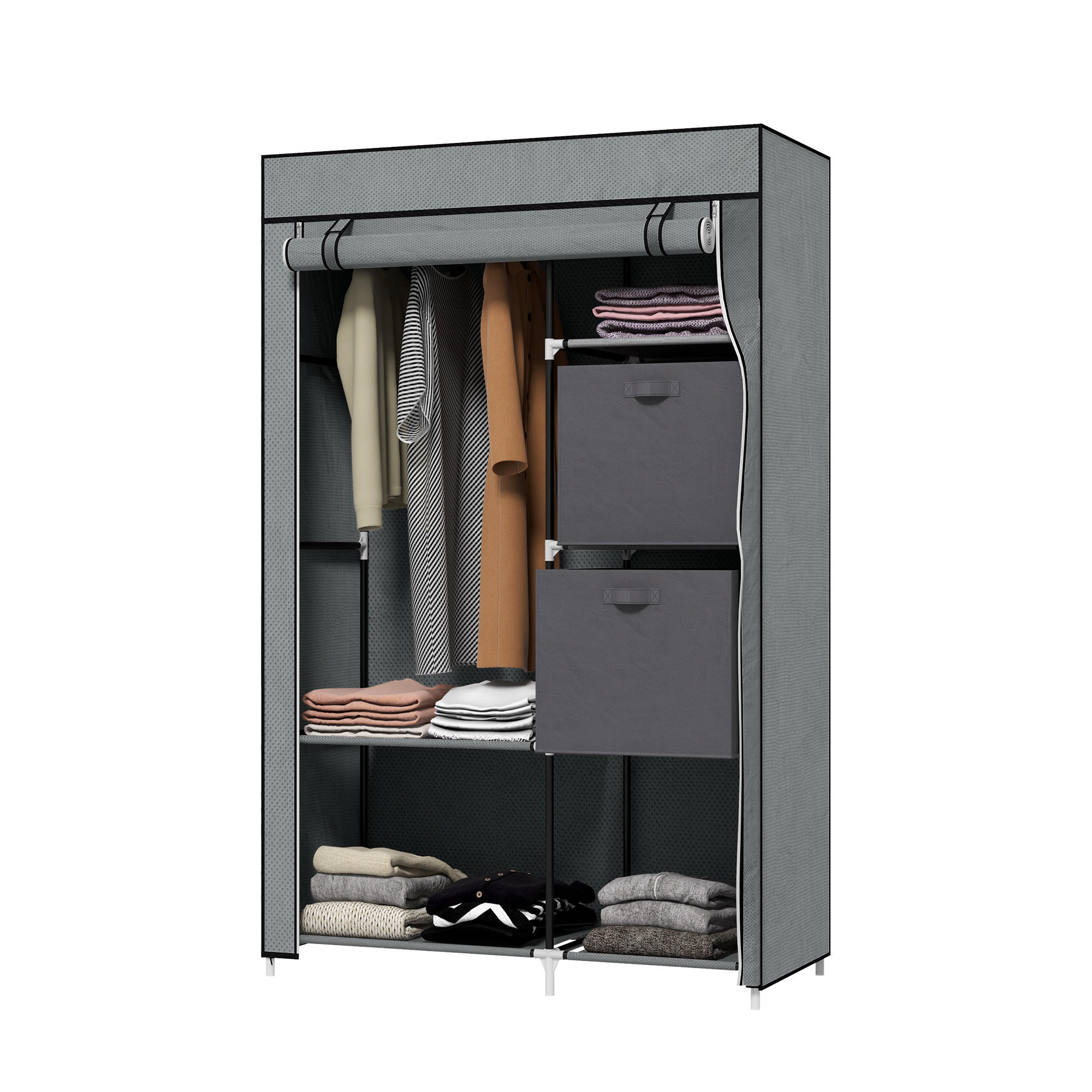 STOFFSCHRANK, Faltschrank, Dunkelgrau, - Dunkelgrau, Textil (42.5/162.5/102cm) - HOMCOM