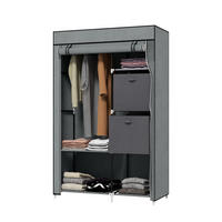 STOFFSCHRANK, Faltschrank, Dunkelgrau, - Dunkelgrau, Textil (42.5/162.5/102cm) - HOMCOM