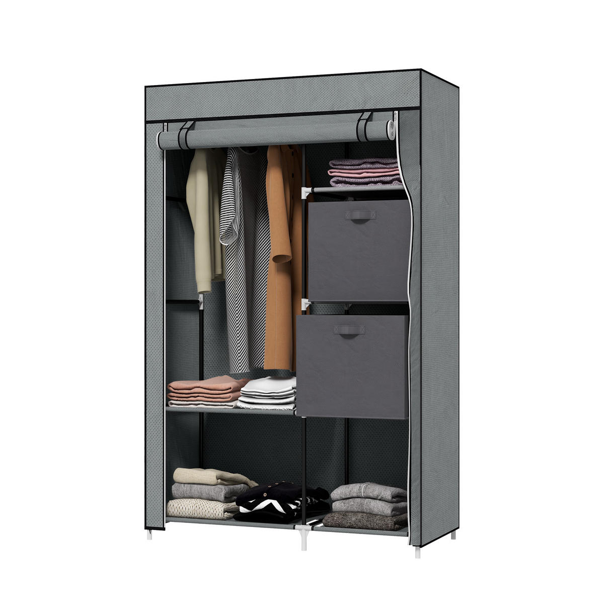 STOFFSCHRANK, Faltschrank, Dunkelgrau, - Dunkelgrau, Textil (42.5/162.5/102cm) - HOMCOM
