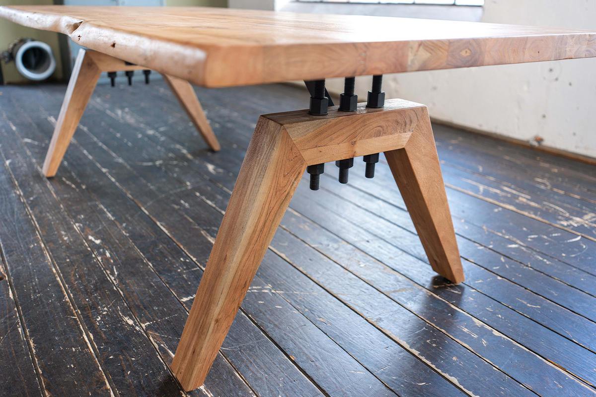 ESSTISCH MIT BAUMKANTE WOODY Braun Akazie - Schwarz/Braun, Akazienholz/Holz (240/100/78cm) - KAWOLA