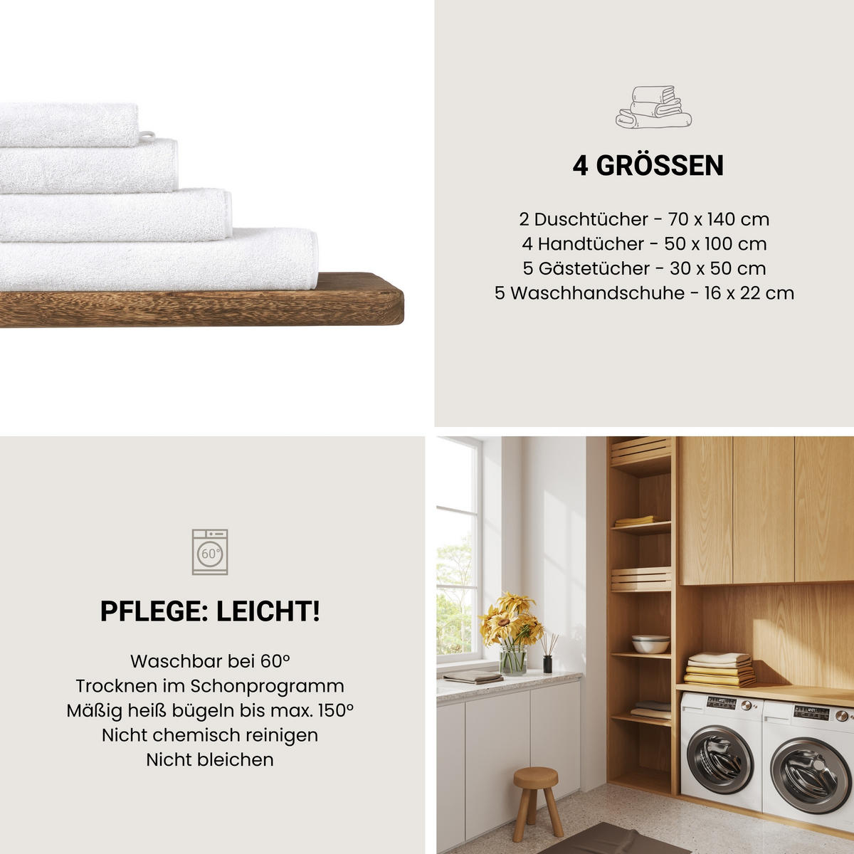 HANDTUCHSET Milano - 4-teilig - 50 x 100 cm - Weiß - Weiß, Textil (50/100cm) - SCHIESSER