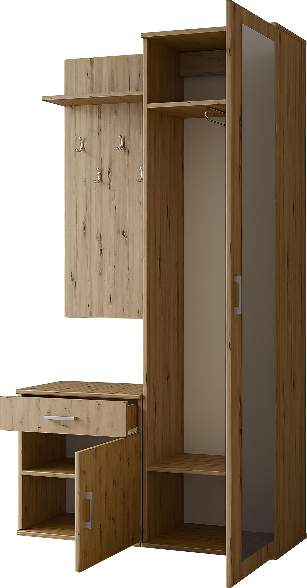 GARDEROBE Talia mit Spiegel, universell montierbar, 100/180/35 cm Eiche Artisan - Braun/Eiche Artisan, Holzwerkstoff (100/180.5/35cm) - WFL GROUP
