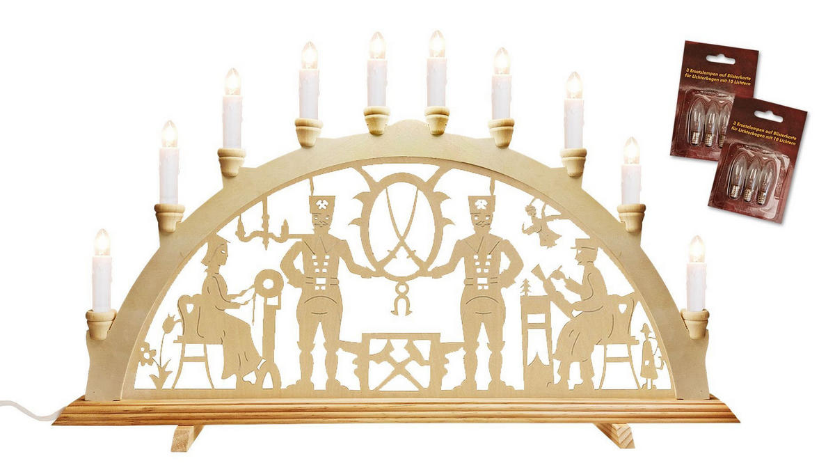 SCHWIBBOGEN Bergleute 10-flammig - Multicolor, Holz (0.1/1/0.1cm) - Dekoteam24