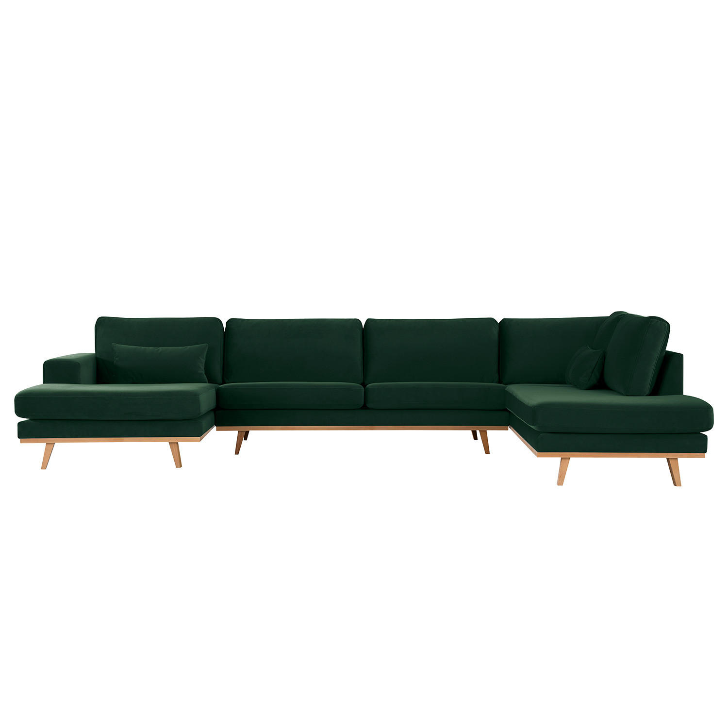 WOHNLANDSCHAFT mit Longchair - Buchefarben/Grün, Textil (371/81/219cm) - home24