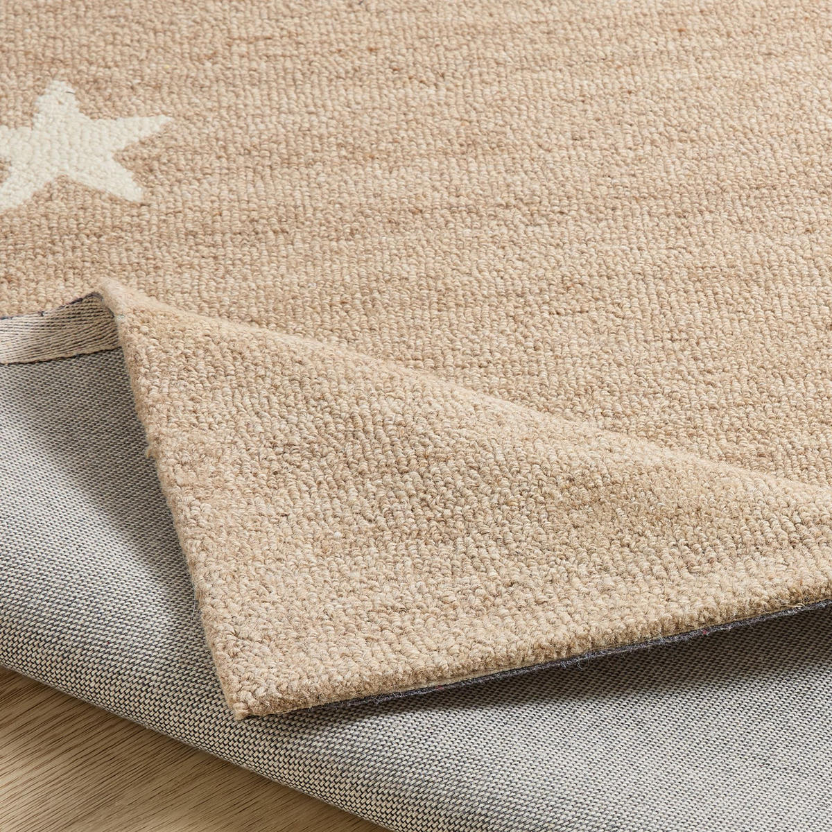 HANDTUFTTEPPICH Natur Kids - Kindeteppich mit Nachthimmeldesign 80 x 150 cm - Sandfarben, Textil (80/150cm) - Natur Pur