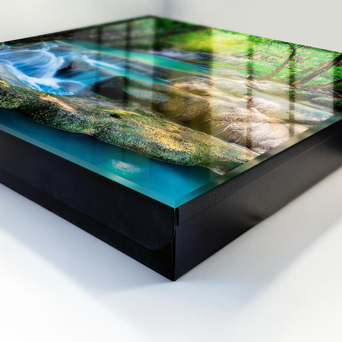 SCHLÜSSELBOX Schwarz 30x30 cm- Türöffnung nach rechts - Paradiesische Oase - Grün, Metall (30/30/5cm) - TULUP