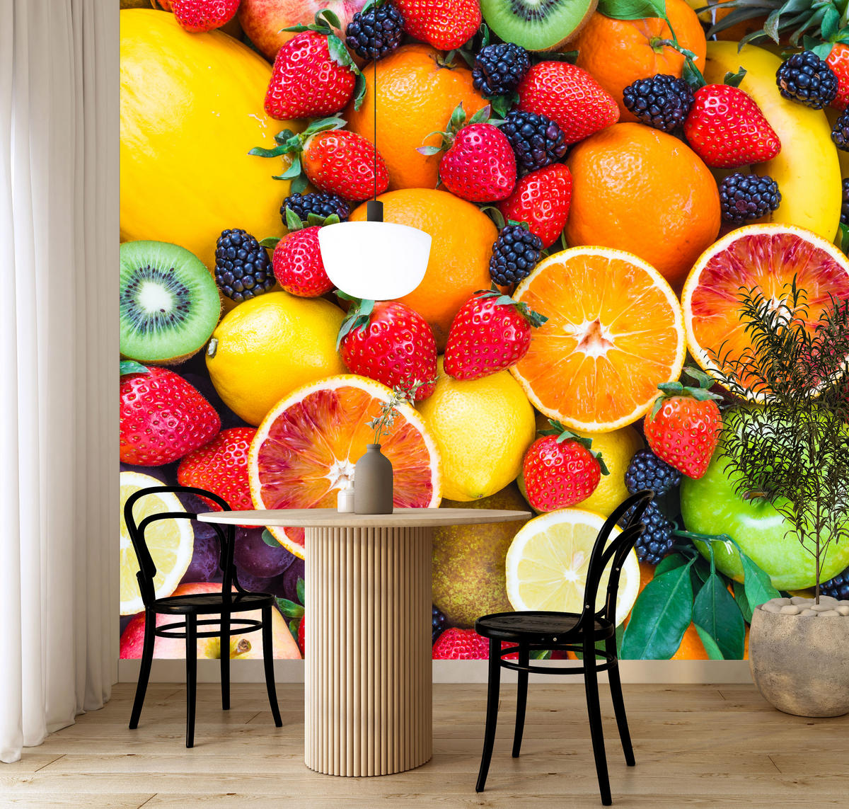 FOTOTAPETA Pre Kuchyňu Čerstvé Ovocie Jahody Pomaranče Citróny Farebná 500 x 350 cm - oranžová/žltá, papier (500/350cm) - Muralo