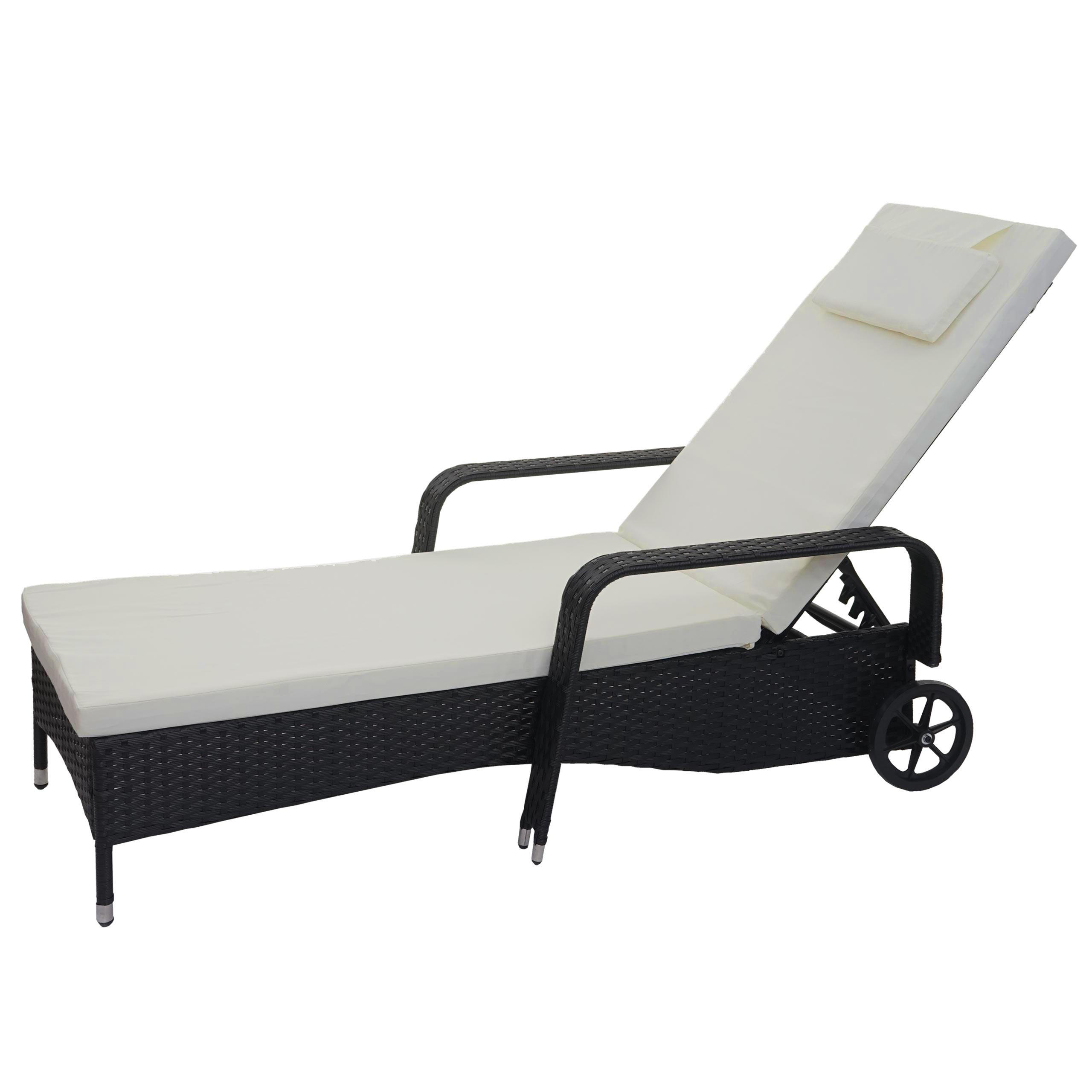 POLY-RATTAN SONNENLIEGE Anthrazit, Beige - Anthrazit/Beige, Kunststoff (71/108/197cm) - MCW