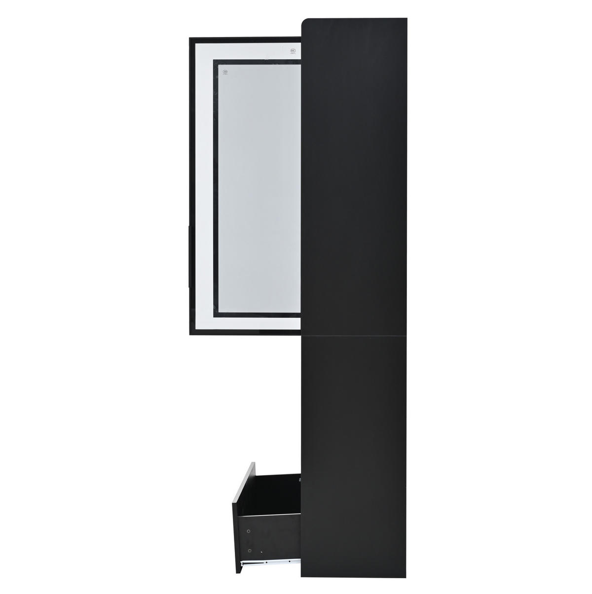 VITRINE mit LED 80x34x180 cm MDF Glas Schwarz - Schwarz, Glas (34/180/80cm) - Beauniv