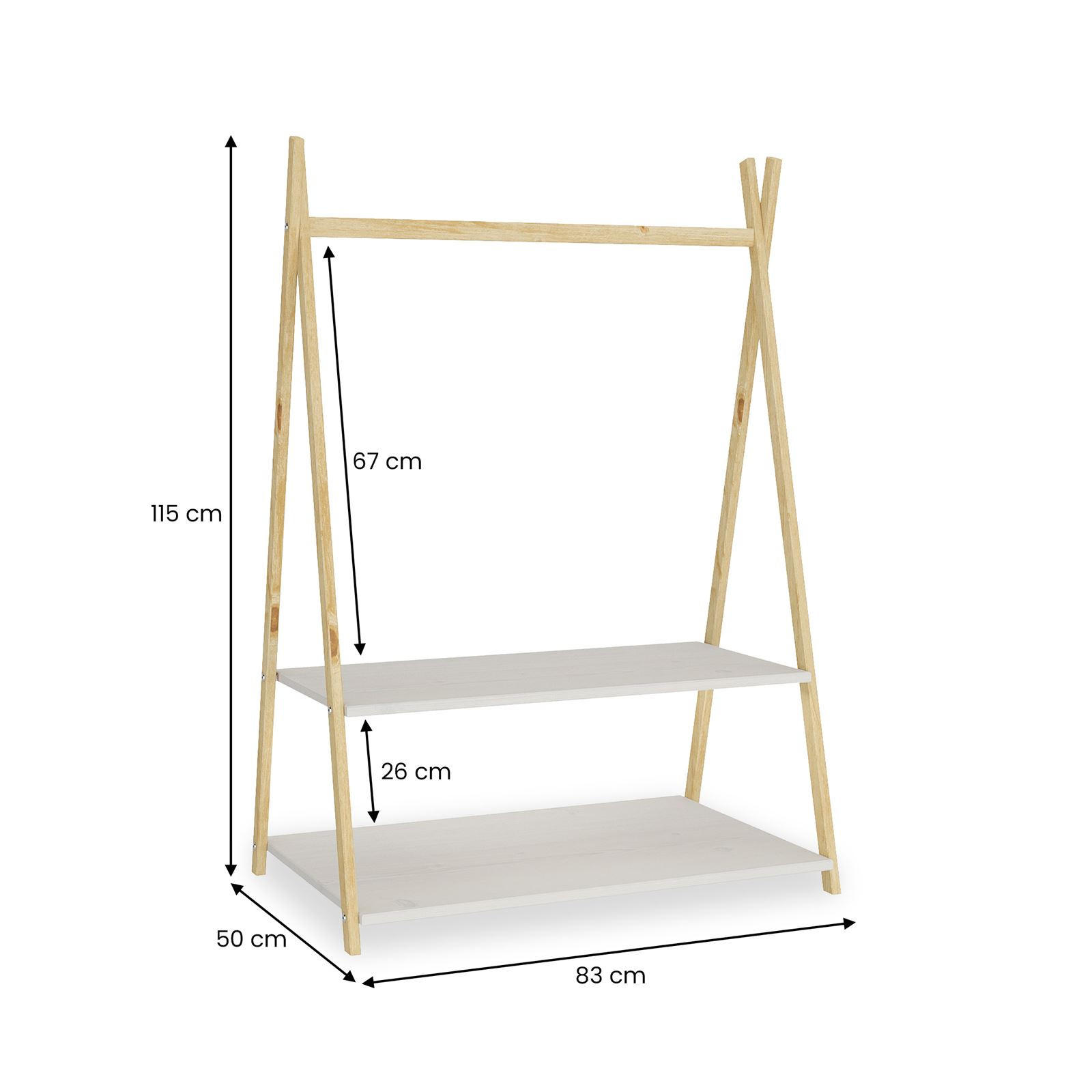 KINDERGARDEROBE DANILO - Naturfarben/Weiß, Holz (82/115/50cm) - IDIMEX
