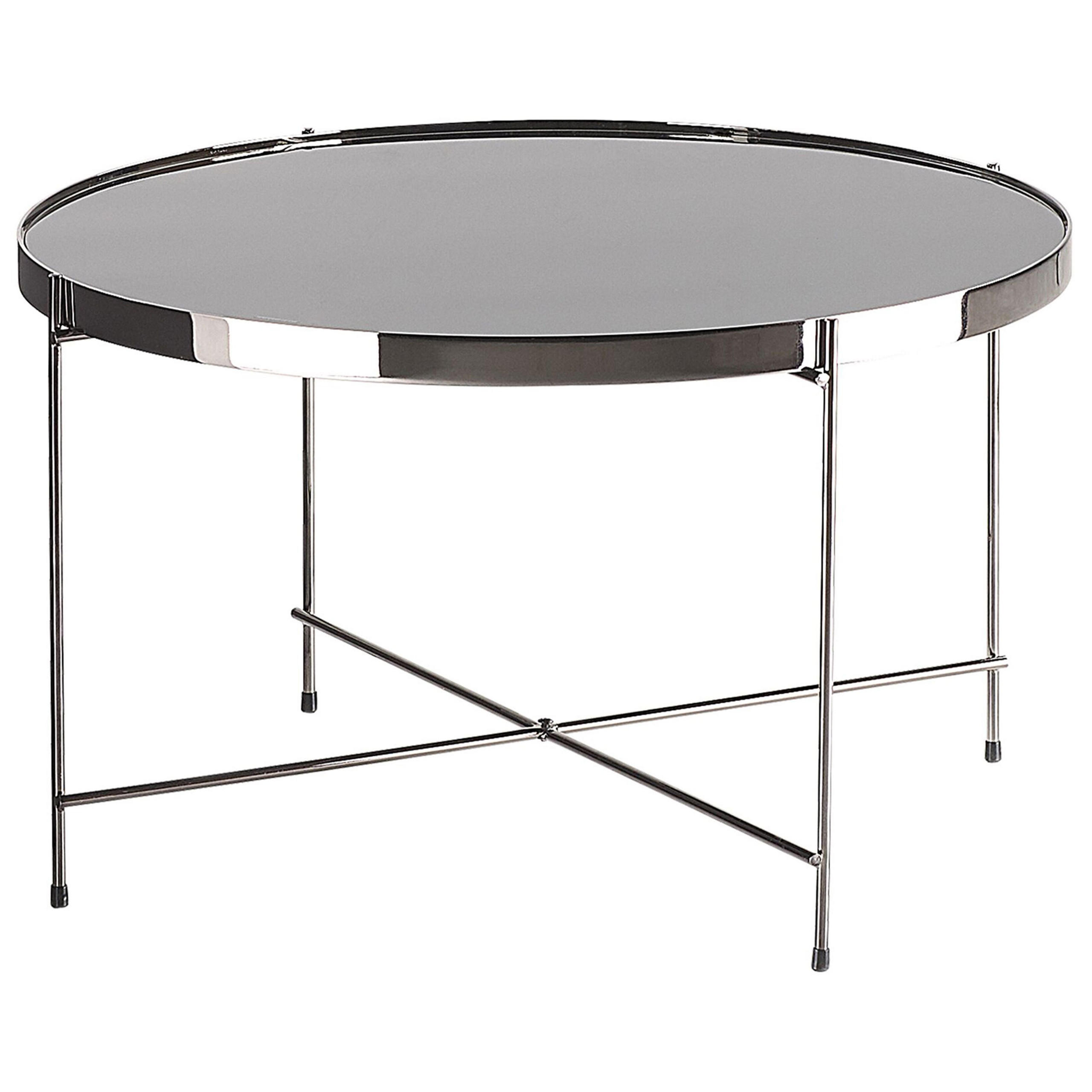 COUCHTISCH Glass chwarz/silber 63cm Lucea - Silberfarben/Schwarz, Metall (63/63/38cm) - Beliani
