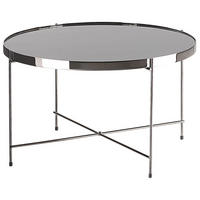COUCHTISCH Glass chwarz/silber 63cm Lucea - Silberfarben/Schwarz, Metall (63/63/38cm) - Beliani