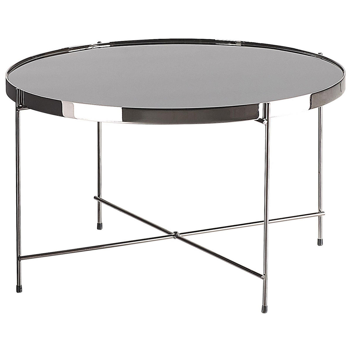 COUCHTISCH Glass chwarz/silber 63cm Lucea - Silberfarben/Schwarz, Metall (63/63/38cm) - Beliani