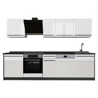 KÜCHENZEILE R-Line, Weiß Hochglanz/Anthrazit, 280 cm ohne Arbeitsplatte - Weiß Hochglanz/Anthrazit, Holzwerkstoff (280/206.8/46cm) - Vicco