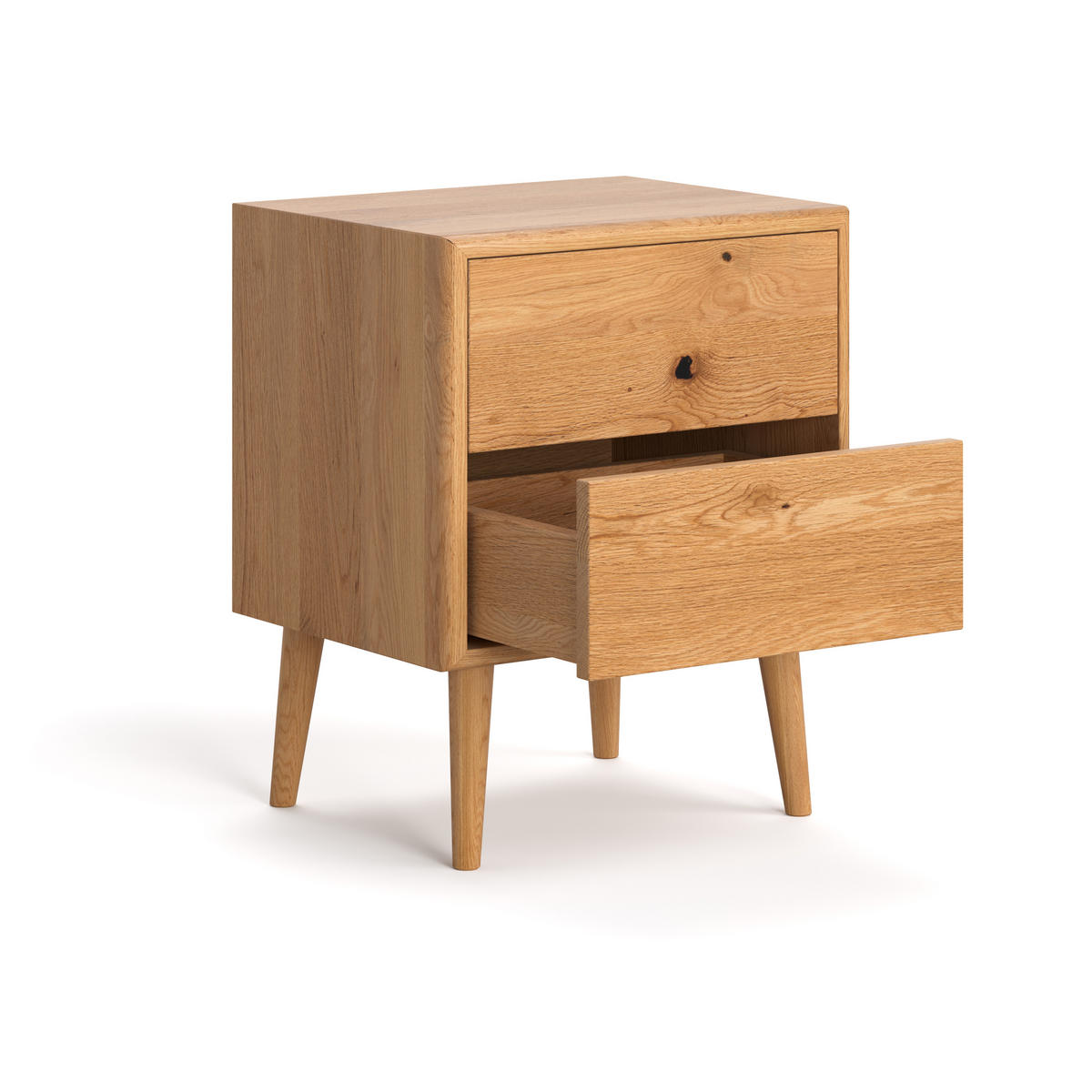 NACHTTISCH Selene zwei Schubladen aus massivem Eichenholz - Eichefarben/Braun, Holz (50/62/40cm) - Danzz