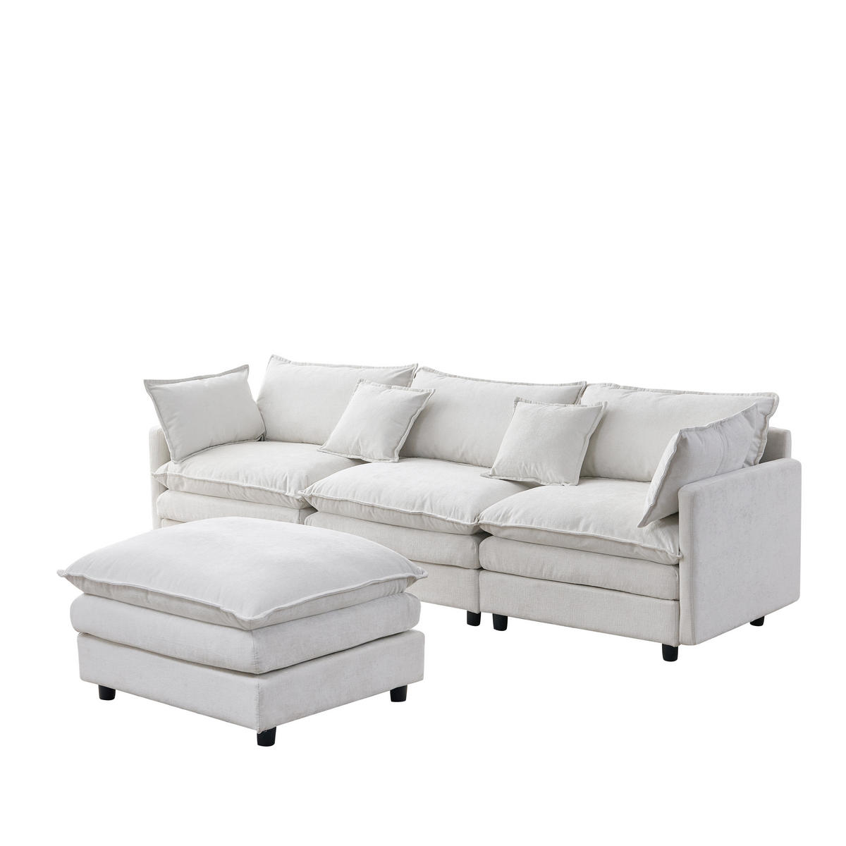 ECKSOFA 267/154/85 cm Beige mit Chaiselongue und Hocker - Beige, Textil (267/154cm) - Oxeza