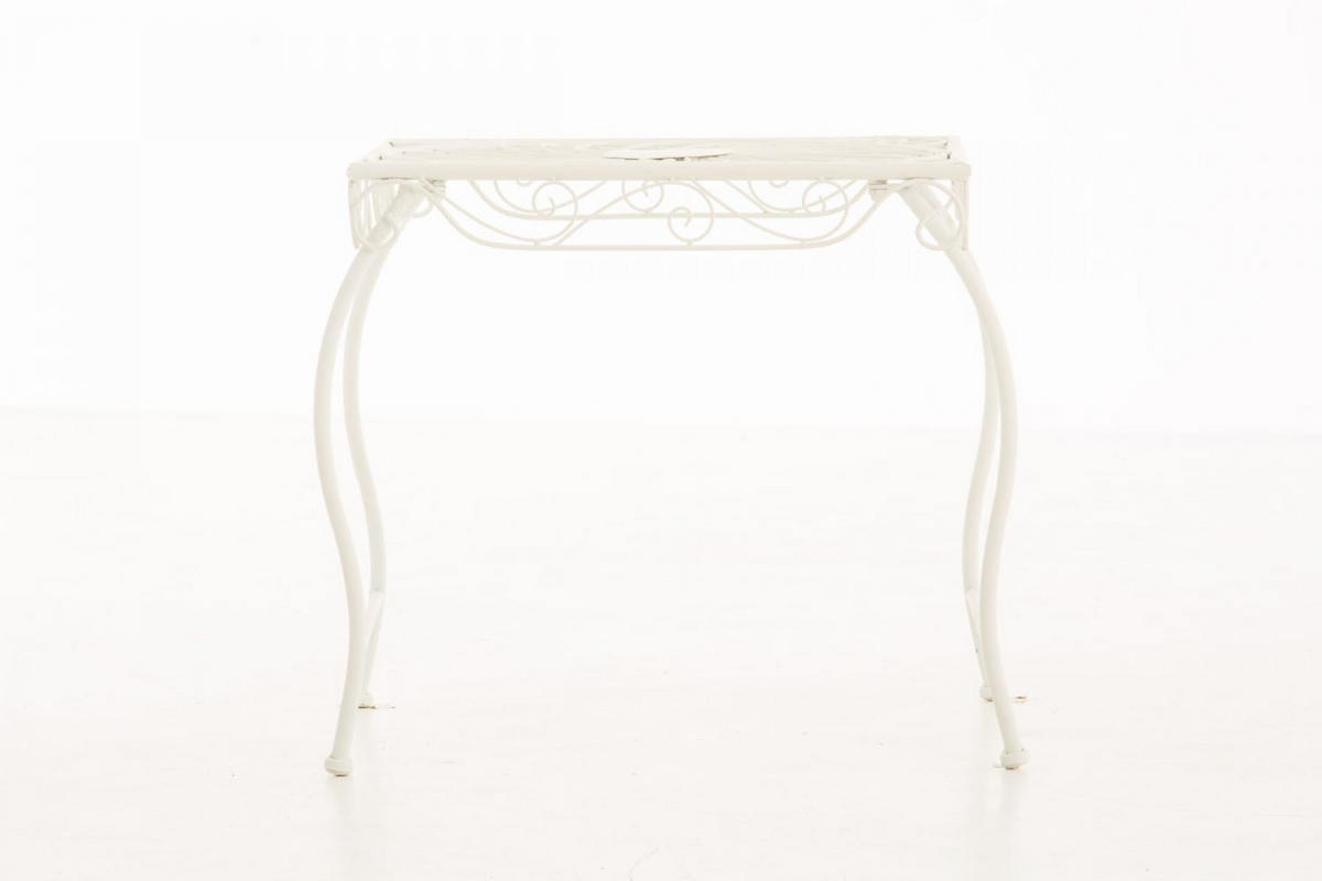 GARTENTISCH eckig 49/45/46 cm Metall Weiß - Creme, Metall (45/49/46cm) - CLP