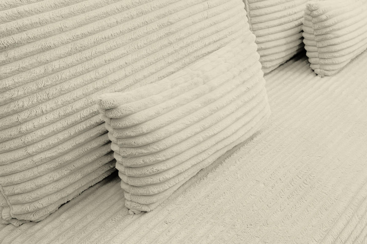 SCHLAFSOFA Etna, Sofa mit Schlaffunktion und Bettkasten, Farbe: Beige, Cordstoff, Ottomane Unsiversal - Beige, Textil (205/90cm) - VENASI MÖBEL