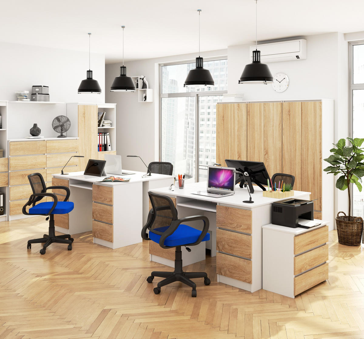 PÍSACÍ STOL - hnedá/biela, kompozitné drevo (50/135/77cm) - RAUMHIRSCH FURNITURE