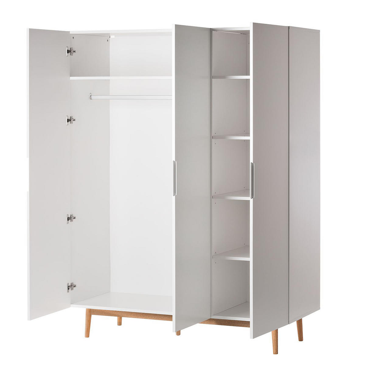 DREHTÜRENSCHRANK - Eichefarben/Weiß, Eichenholz/Holzwerkstoff (154/200/60cm) - home24