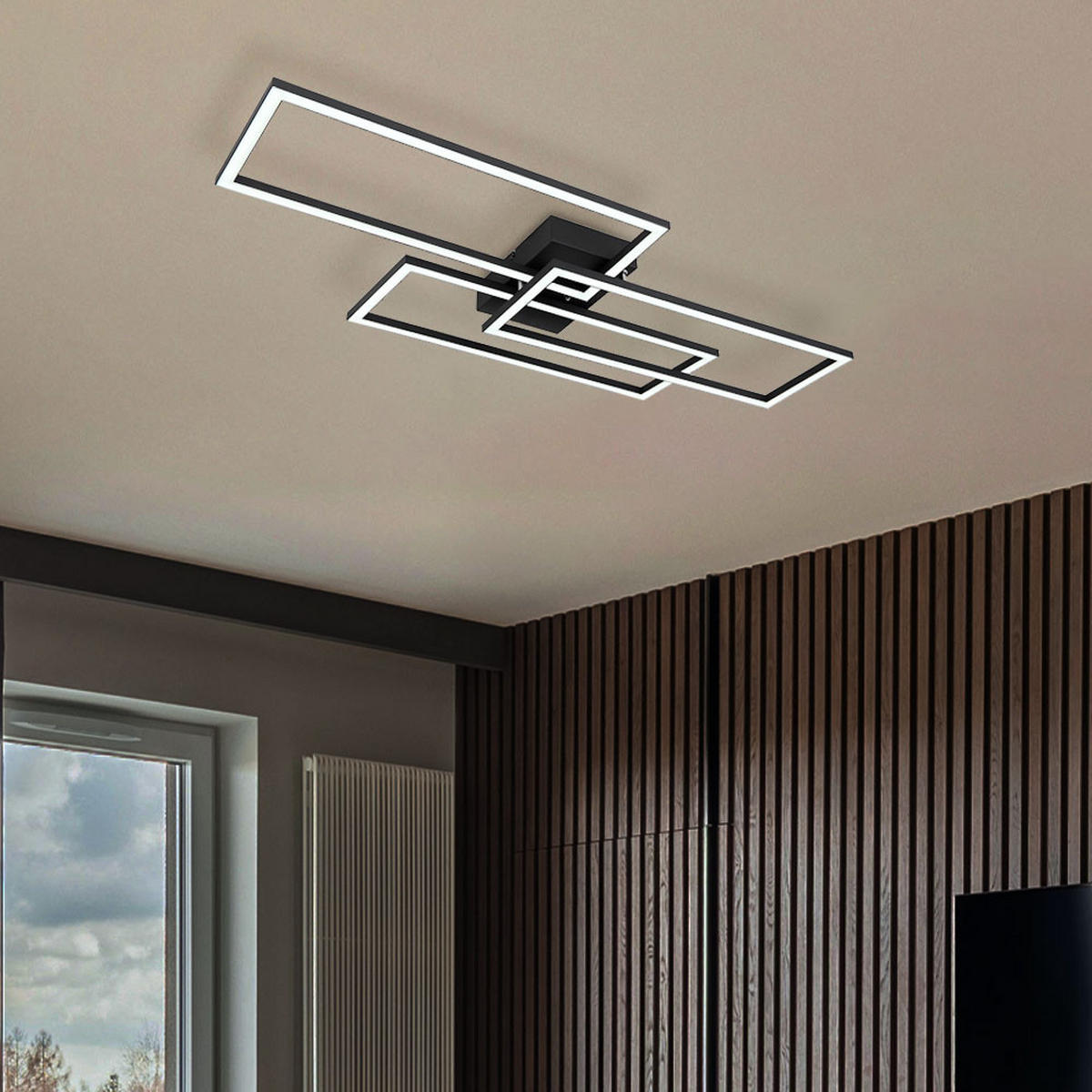 LED DECKENLEUCHTE Tiny Schwarz Metall - Schwarz, Metall (90/40/8cm) - Globo Lighting