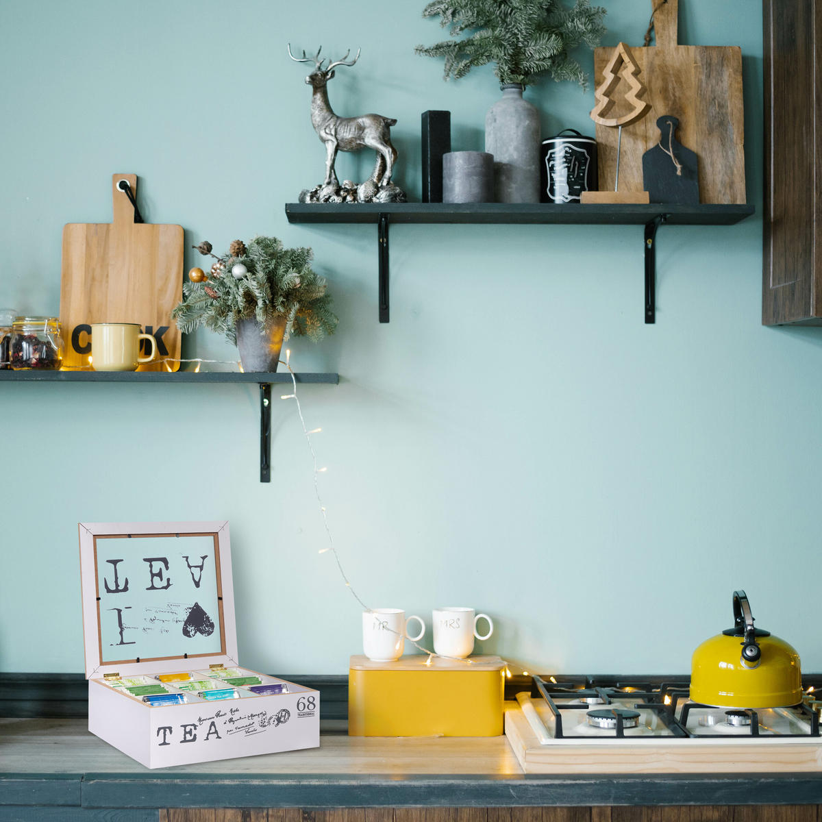 TEEBOX - Weiß, Holzwerkstoff/Kunststoff (25/9/25cm) - Relaxdays