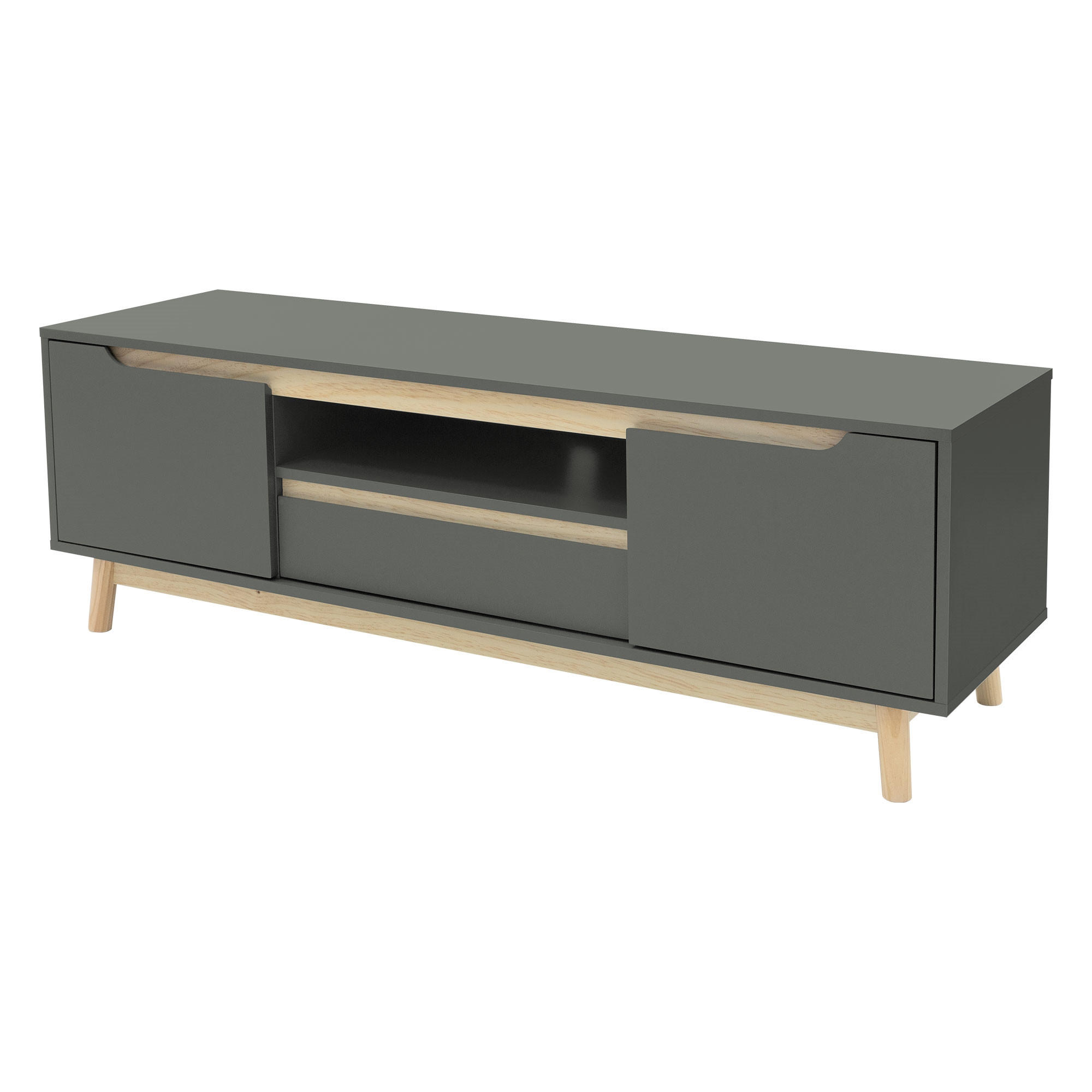 ML-DESIGN TV skříňka 140x40x46 cm zelená-přírodní s nohami z borového dřeva