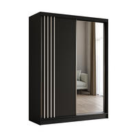 ŠATNÍ SKŘÍŇ S POSUVNÝMI DVEŘMI NELVIA, 160/216/61 cm 2dveřová se zrcadlem, černá - černá, kompozitní dřevo (160/216/61cm) - MASSENO
