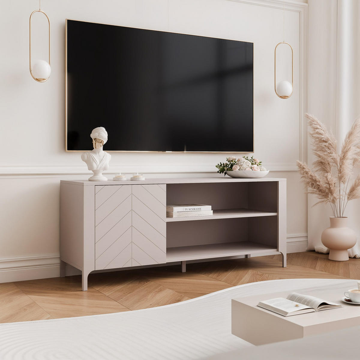 TV-LOWBOARD LORIEN stehend, 135 cm Kaschmir - Kaschmir, Holzwerkstoff/Metall (135/57/40.5cm) - Idohome