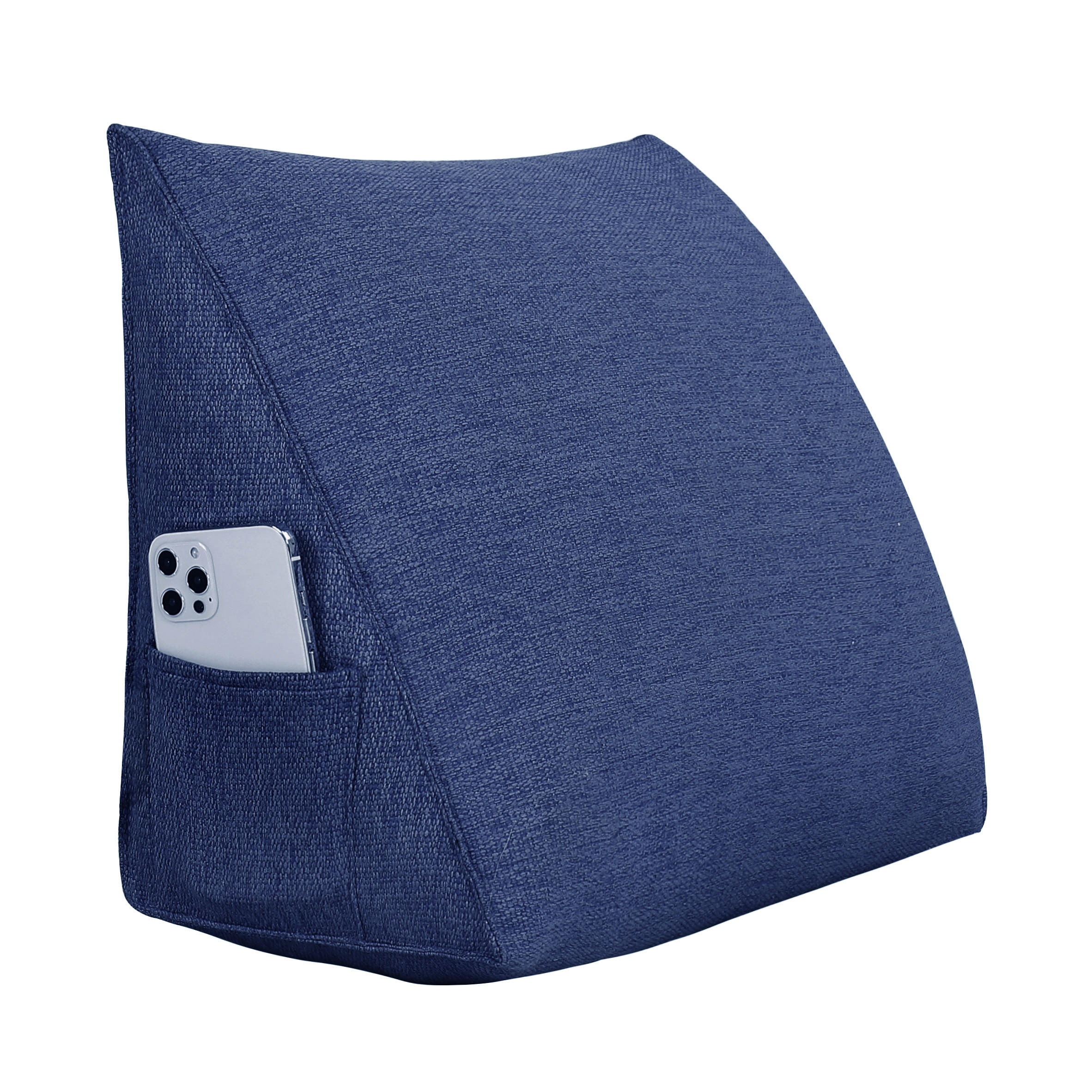 RÜCKENKISSEN für Bett Leinenlook Blau 45 cm - Blau, Textil (35/45cm) - Vercart