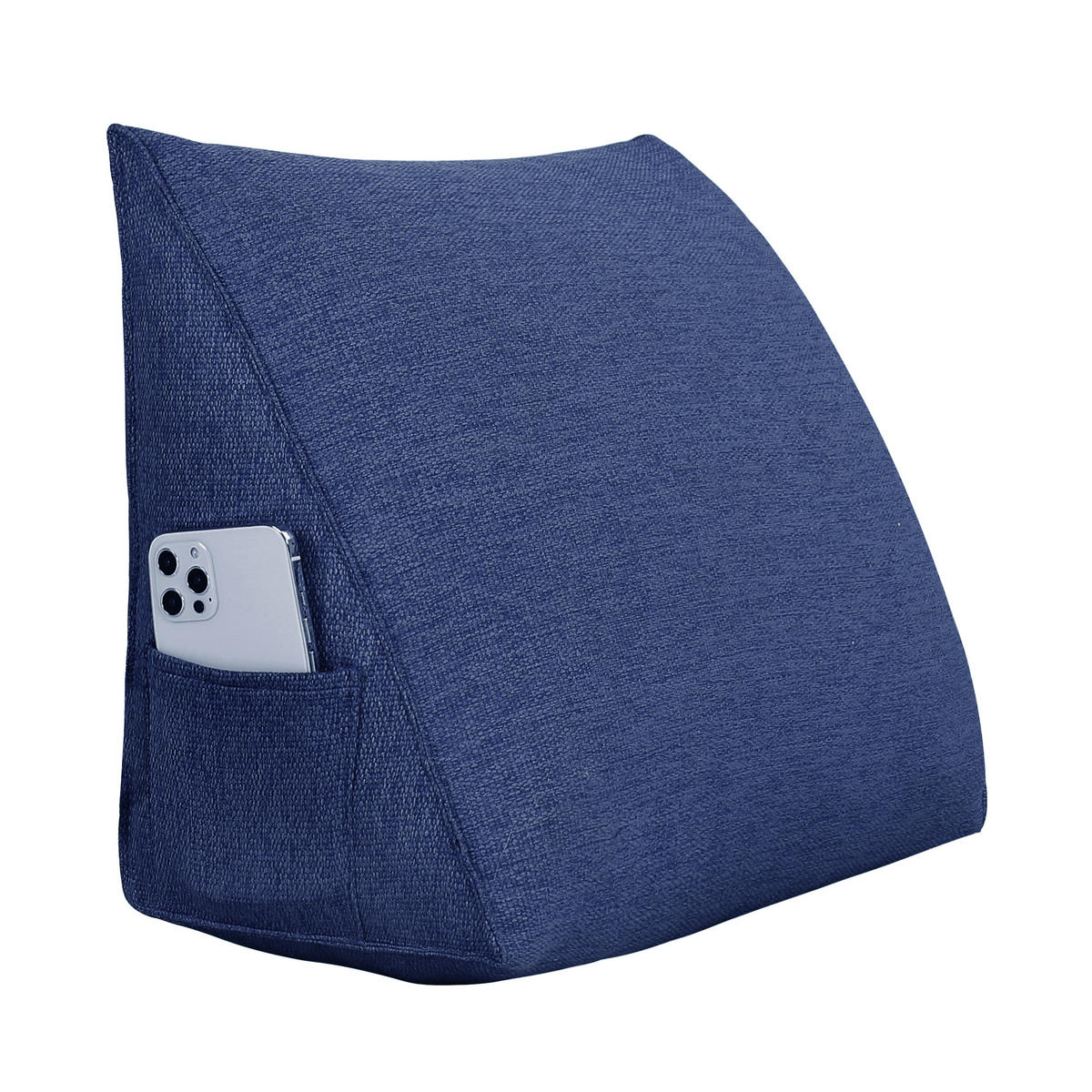 RÜCKENKISSEN für Bett Leinenlook Blau 45 cm - Blau, Textil (35/45cm) - Vercart