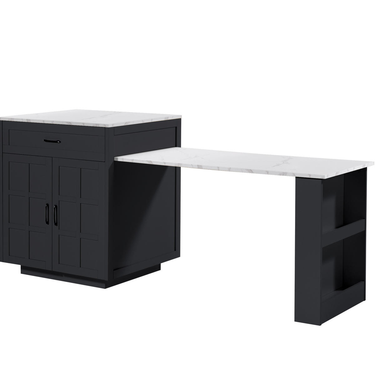 BARTISCH ausziehbar mit Stauraum 133-202 x 70 x 93,5 cm Schwarz - Schwarz, Holz (70/93.5/202cm) - Beauniv